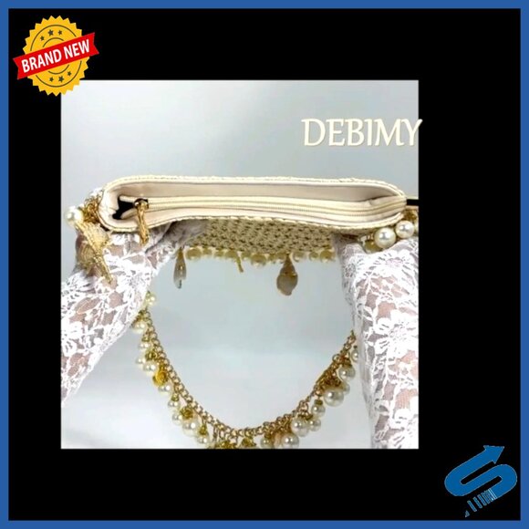 Straw Clutch Purse Woven Pearl Shoulder Bag Elegant Summer Beach Evening